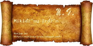 Miklósy Irén névjegykártya